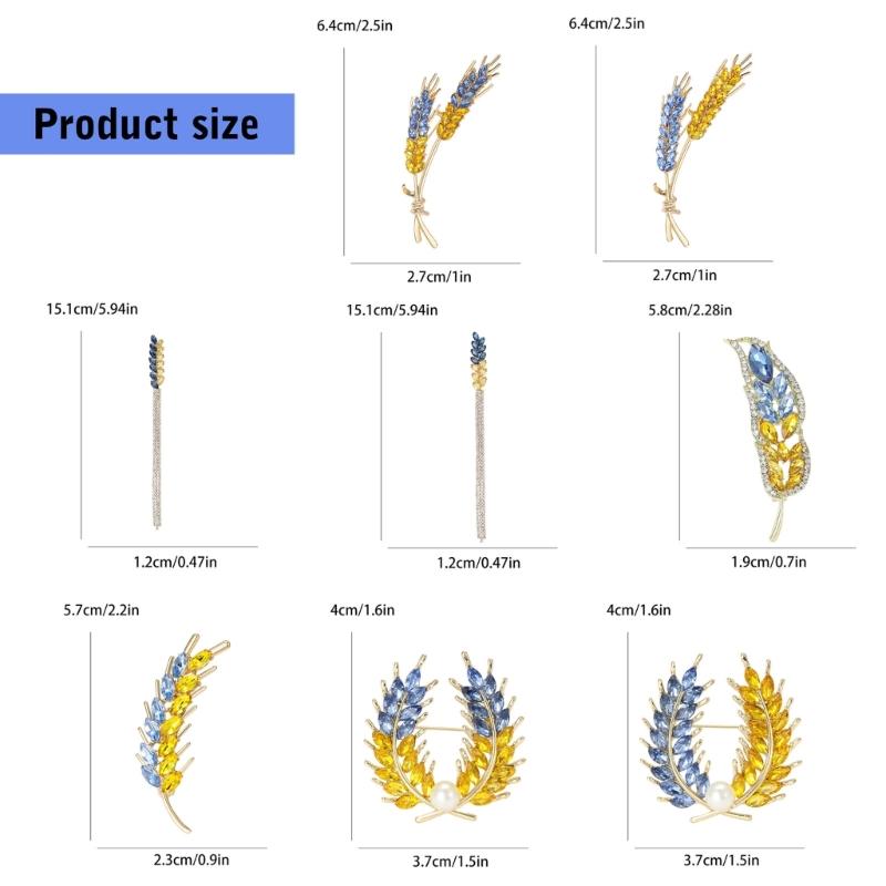 Elegant Wheat Sheaf Brooch Pin Exquisite Wheat Ear Lapel Pin Embellished with Sparkling Stones for Women Girls