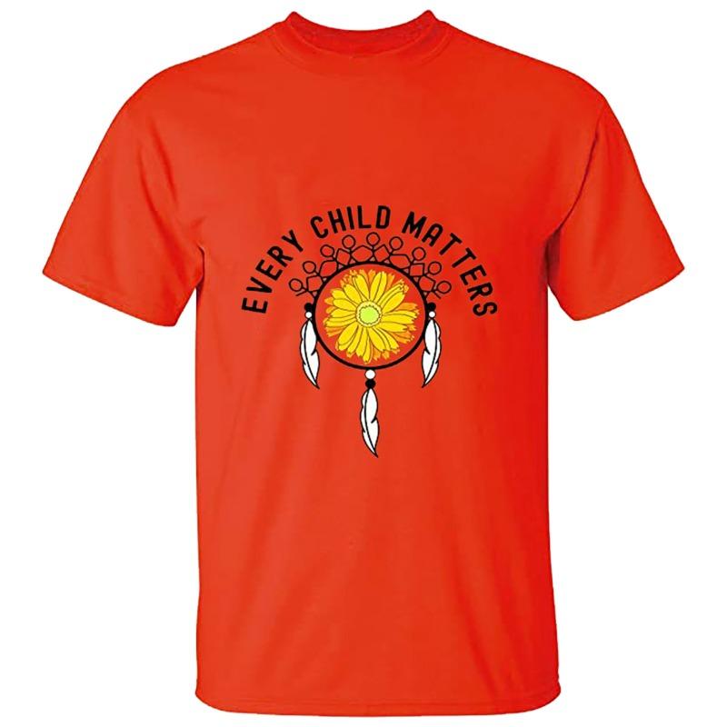 Every Child Matters Casual Printed Round Neck Loose Cotton Short Sleeved Top T-Shirts Unisex