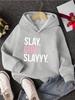Fashionable Letter Cartoon Print Girls Fashion Hooded SweatshirtCasual Long Sleeve Pullover