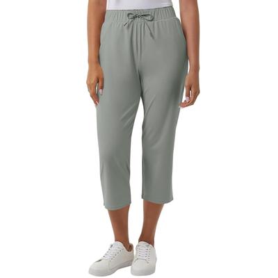 Women's Fashionable Solid Color Pocket Pants Sports Casual Cropped Pants