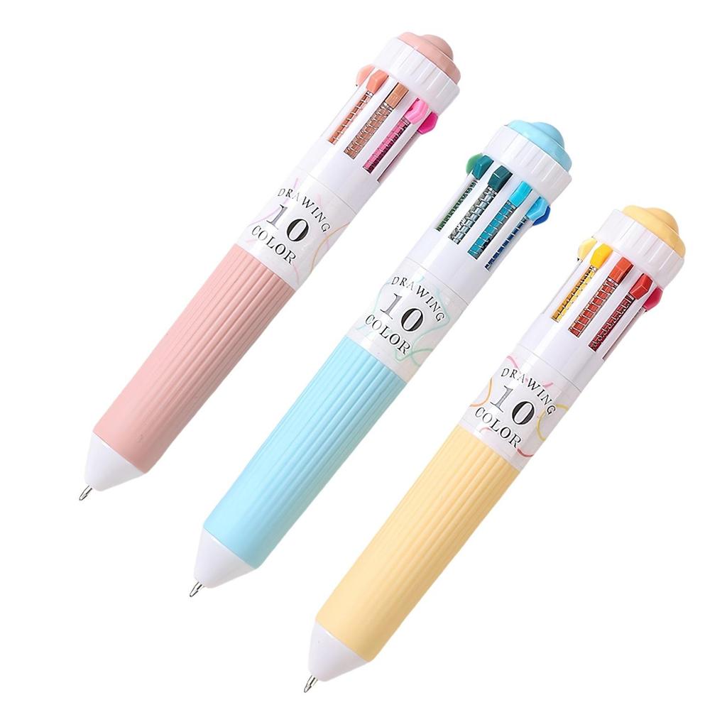 1/3pcs Colorful Drawing Ballpoint Pen 0.5mm 10 In 1 Roller Ball Pen Spot Liner Marker Highlighter Office School