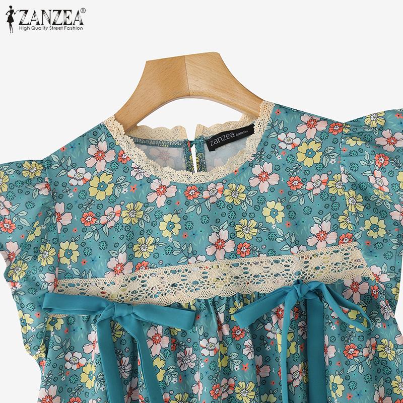 ZANZEA Women Lace Patchwork Casual O-neck Sleeveless Floral Tank Tops