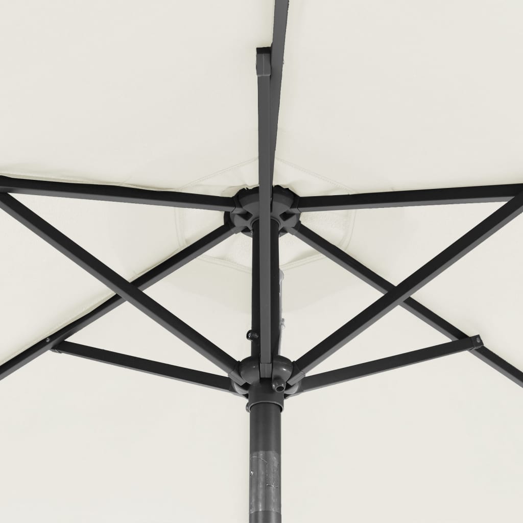 LED Sun Umbrella with Steel Pole White 225 x 225 x 212 cm