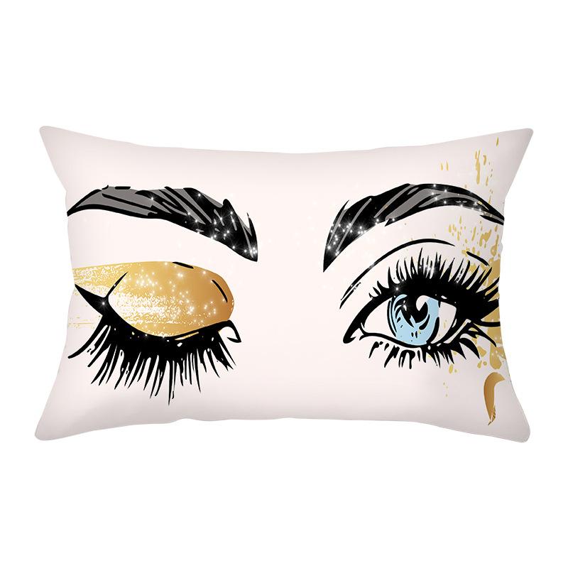 Peach Skin Waist Pillowcase Eyelash Print Cushion Cover Sofa Office Cushion Cover