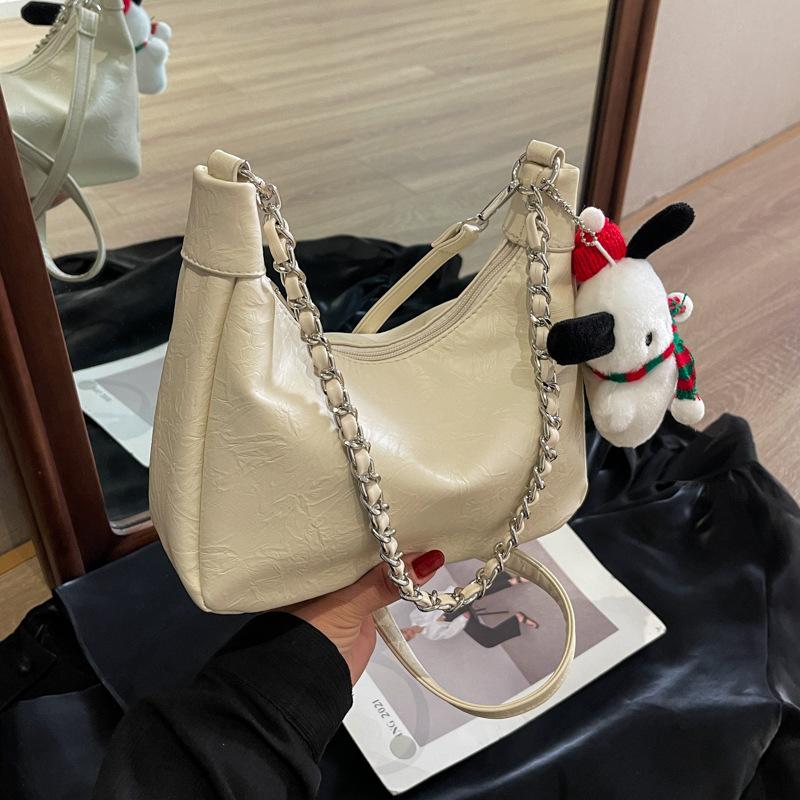 

Large capacity temperament soft leather bag 2024 new fashion versatile handbag trendy locomotive bag chain tote bag