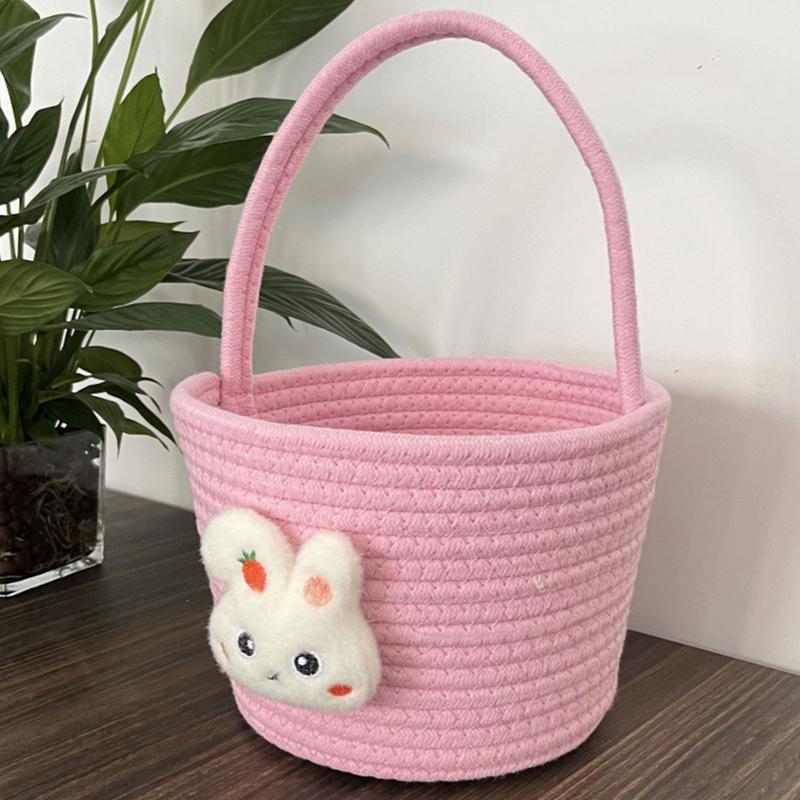 Baby Nursery Easter Basket with handles empty bunny egg basket Cotton Rope Woven Storage Baskets For gifts And Candy