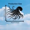 2D Flat Octopus Tentacles Metal Wall Decor, Nautical Sea Creature Silhouette Black Sign, Ocean Theme for Bathroom Living Room Bedroom Indoor Outdoor