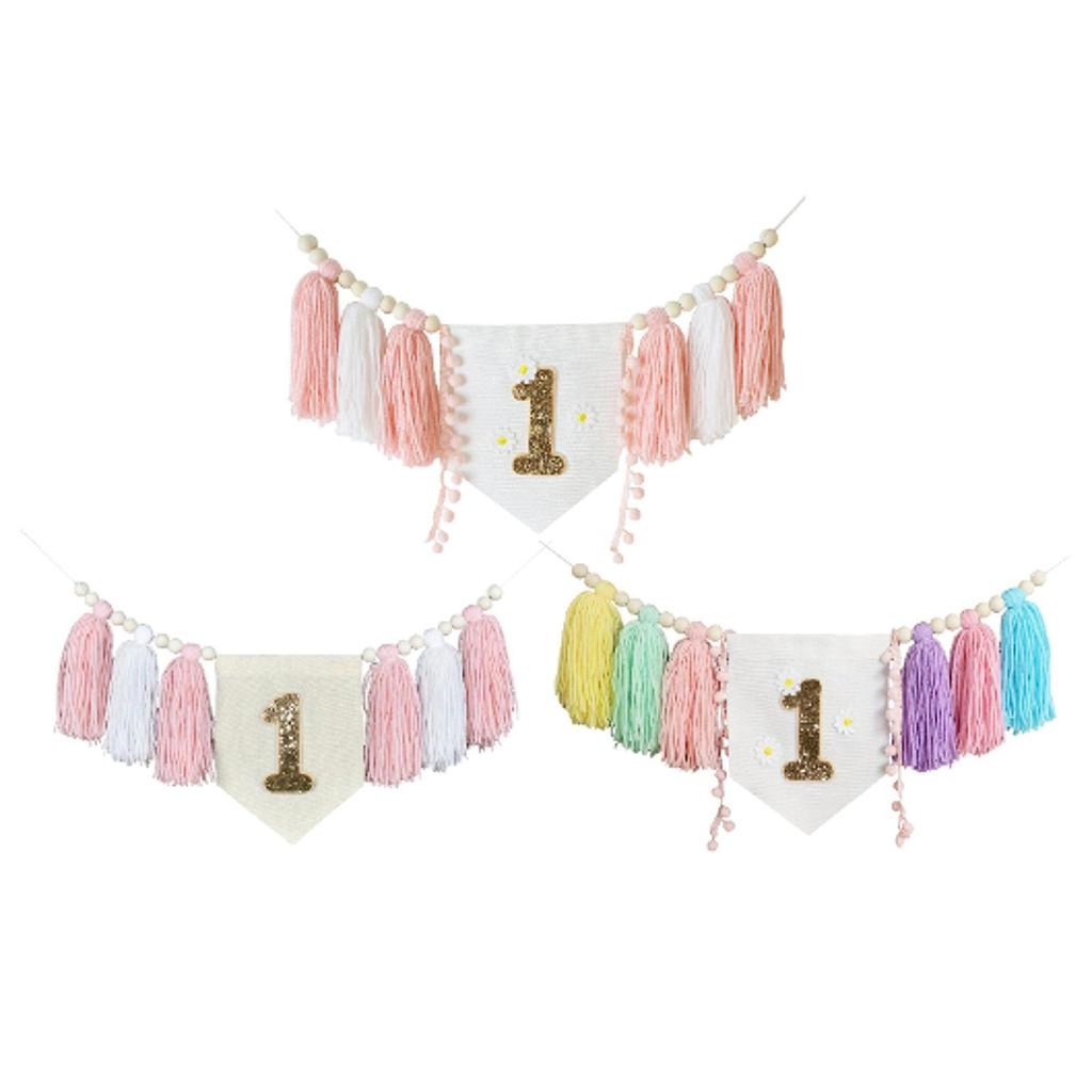 First Birthday Highchair Banner Party Decorations Nursery Hanging Ornament Home