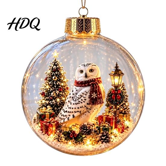 Cute Forest Animal Ornaments Christmas Story Ornament 3.15" Ball Hanging Decoration with Mini Holiday Scene Clear Plastic Sphere Decor Inside,