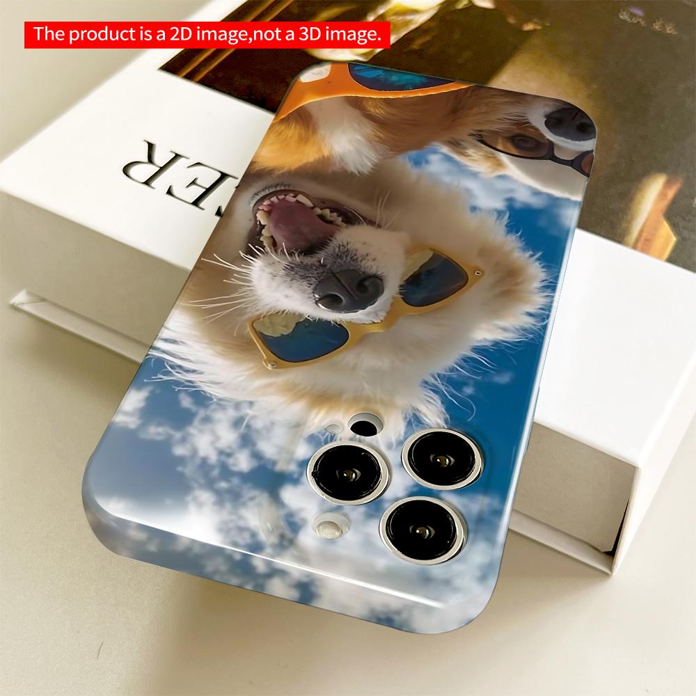 Sunglasses Dogs Sky Selfie Phone Case All Inclusive Film Hard Phone Case, Compatible with iPhone 18 Pro Max 17 16 15 14 13 12 11