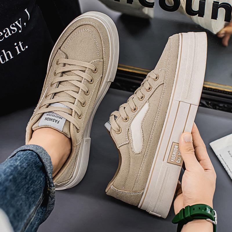 

Canvas shoes autumn new thick-soled heightened breathable casual board shoes large size black cloth shoes 46