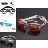 Waterproof Swimming Glasses And Antifog Colorful Plating Small Mirror Racing Swim Glasses Set