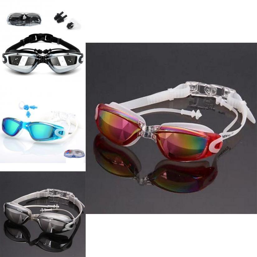 Waterproof Swimming Glasses And Antifog Colorful Plating Small Mirror Racing Swim Glasses Set