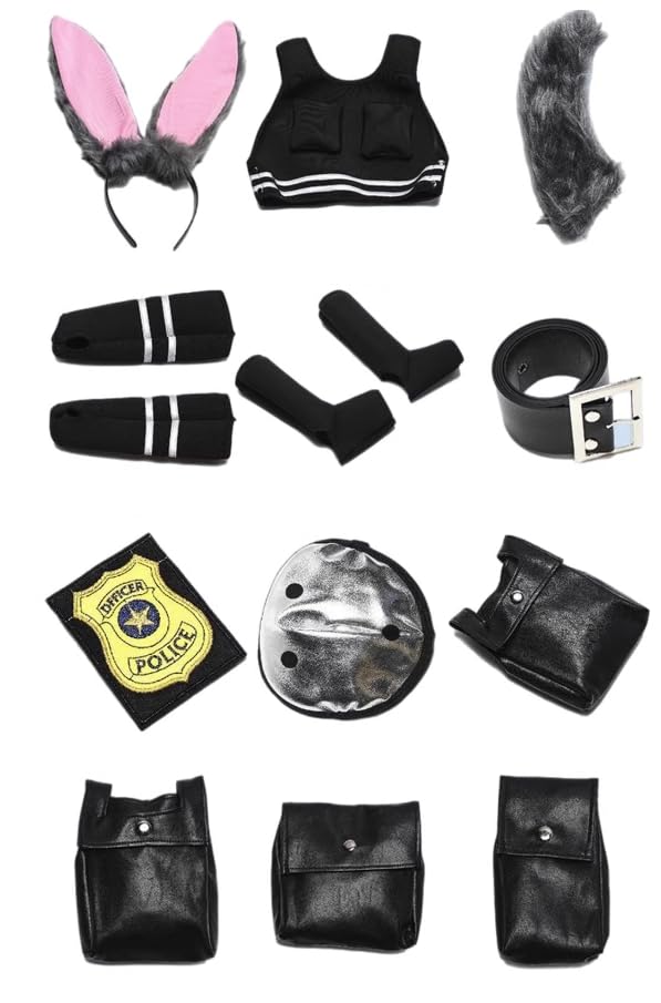 Lavender Judy Cosplay Costume, Halloween and Christmas Costume, Police Uniform, Size S