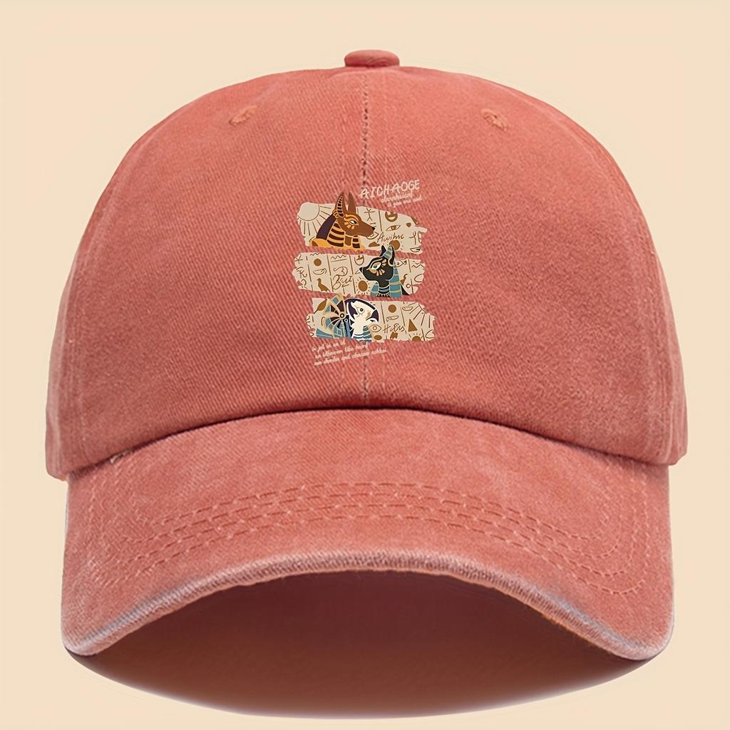 Pc Lustige Baseballkappe mit Aufdruck Ägyptische Mythologie Anubis Design Trendige Klassische Schwarze Papa Trucker-Kappe Atmungsaktiv und Komforta
