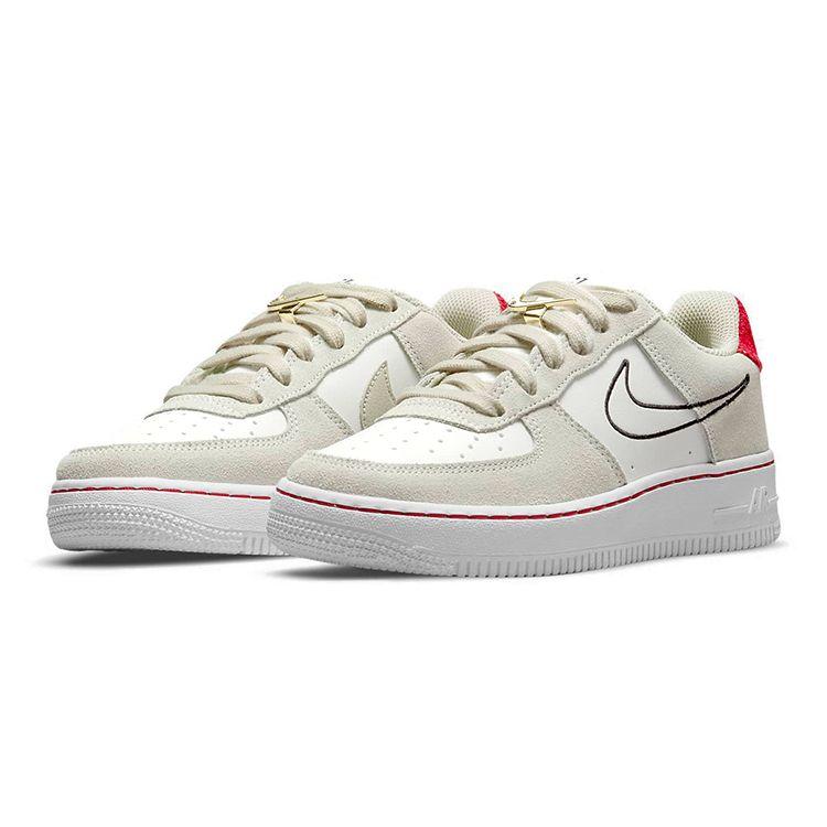 Nike Air Force 1 LV8 S50 GS Light Stone Sail University Red Black DB1561-100