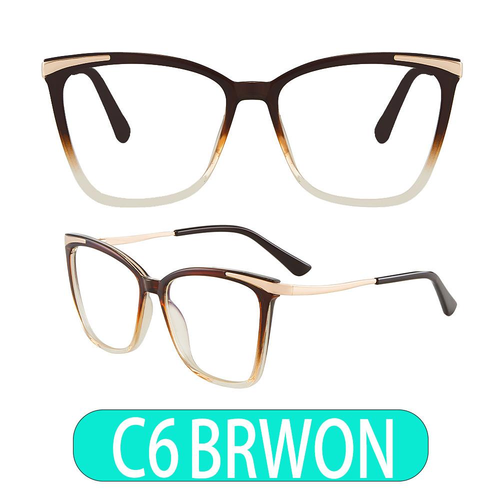 Fashion Women Cat Eye Square Frame Reading Glasses Luxury Brand Designer Gradient Color Oversized Blue Light Blocking Glasses +2