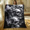 1pc Skulls with Smoke Blanket-Lightweight Throw for Sofa Bed Travel Camping Livingroom Office Couch Chair and Bed-Digital Printing Blanket with Soft a