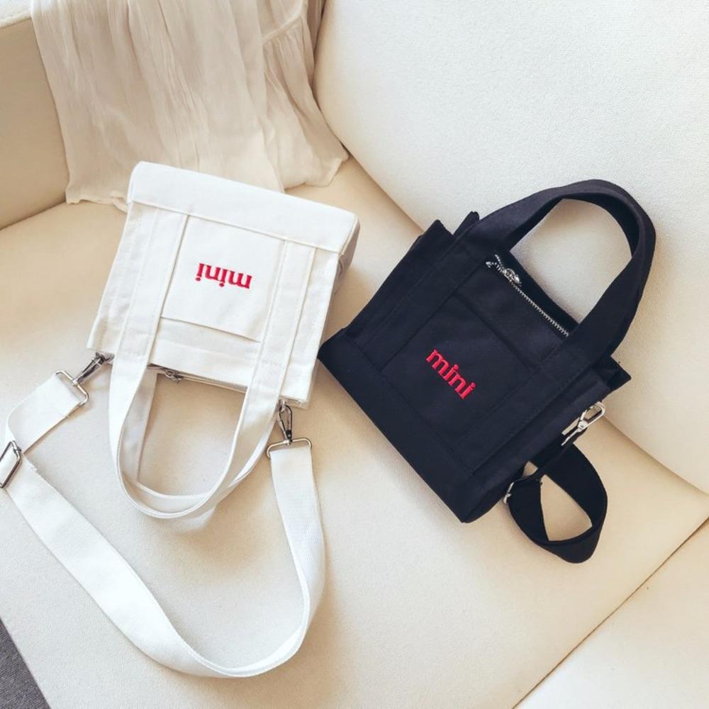 Alphabet canvas small bag girl portable shoulder diagonal straddle bag retro retro wind messenger bag