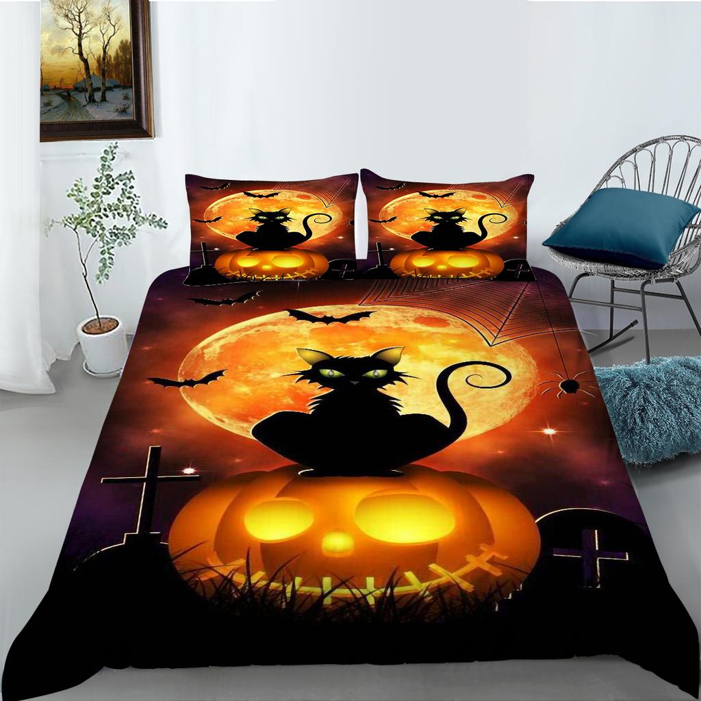Halloween Home Bedding Duvet Cover and Pillowcase AU/EU/US Single/double Bed Full Size Soft Comfortable Duvet Cover Home Decoration