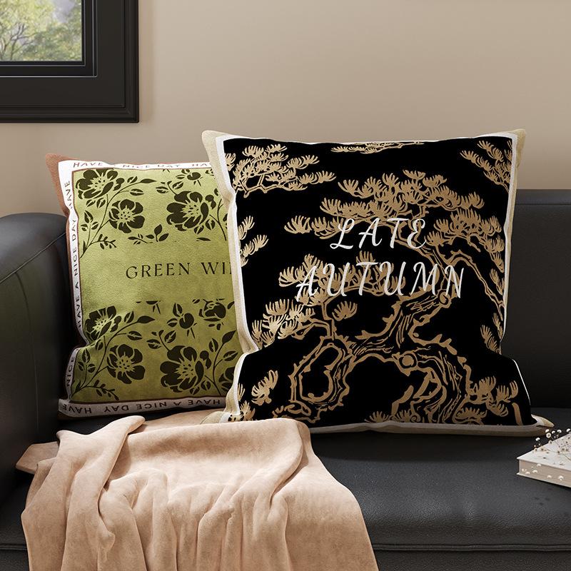 Copricuscini decorativi stile francese 45x45cm con imbottitura, Cuscini decorativi in misto lino per divano, letto, soggiorno
