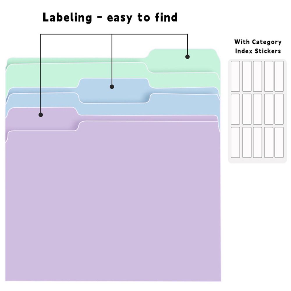 6PCS/Set PP A4 File Folder Colored Multifunctional Manila Folder with Category Index Stickers Archive File Organizer Students