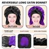 Women Extra Large Hair Long Silk Bonnet Cap & Elastic Satin Hair Band Comfortable Head Cover Night Sleep Hat for Sleeping Shower