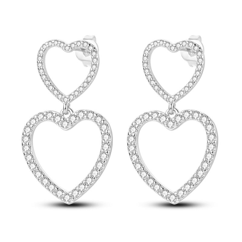 925 Silver Exquisite Simple Love Heart Series Drop Earring For Woman Fashion Party Gift Elegant Jewelry Accessories