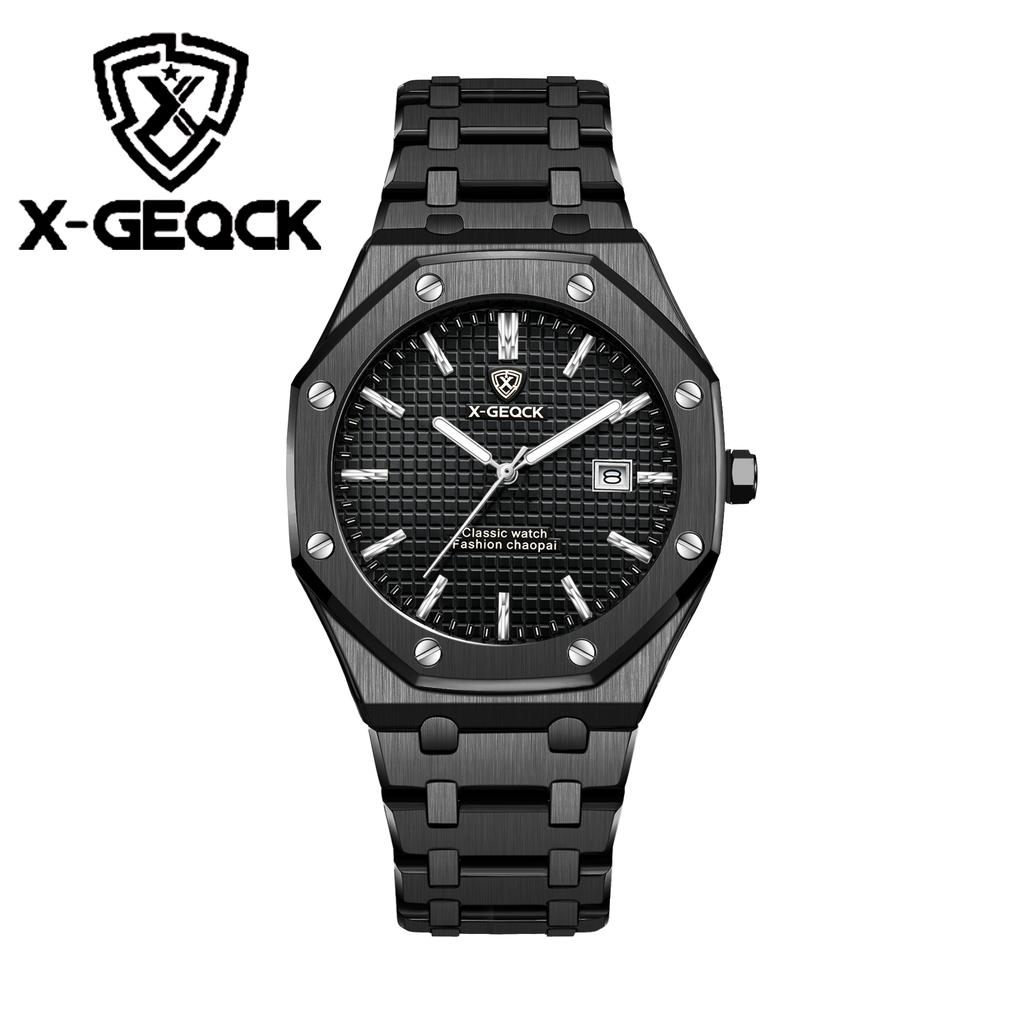 Men's Luxury Business High Quality Stainless Steel Strap Waterproof Quartz Watch Calendar Night Light Grid Dial