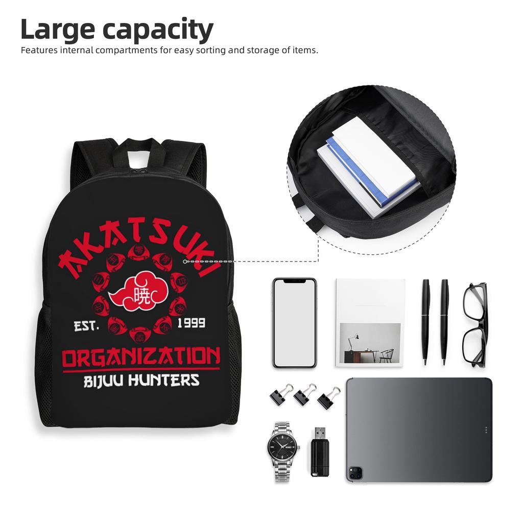 Personalisierter N-Naruto Akatsuki Rucksack Damen Herren Grundlegender Schulrucksack für Schule College Anime Taschen