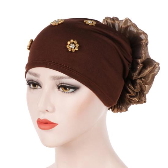 Muslim Women Faux Pearl Flower Hat Hijab Hair Loss Head Scarf Turban Cap Wrap