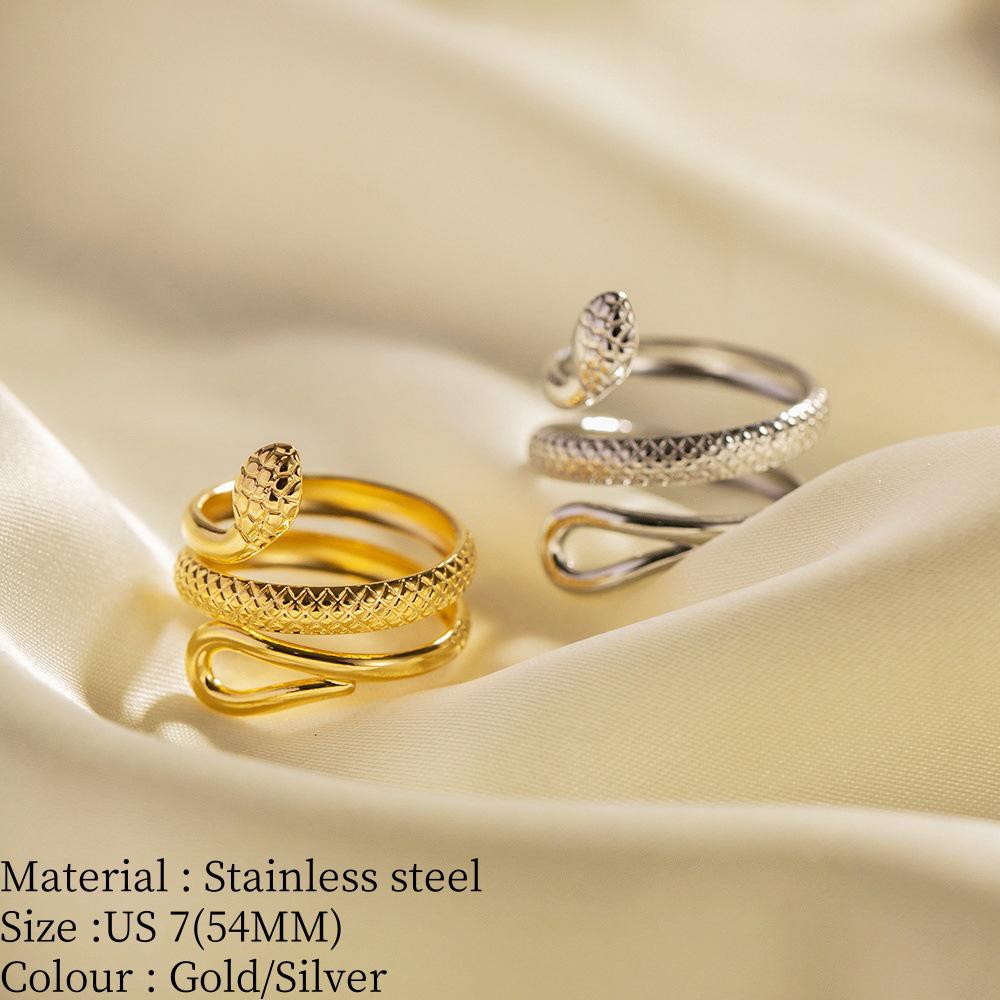 Unisex Stainless Steel Retro Snake Ring - Non-fading, Niche Design