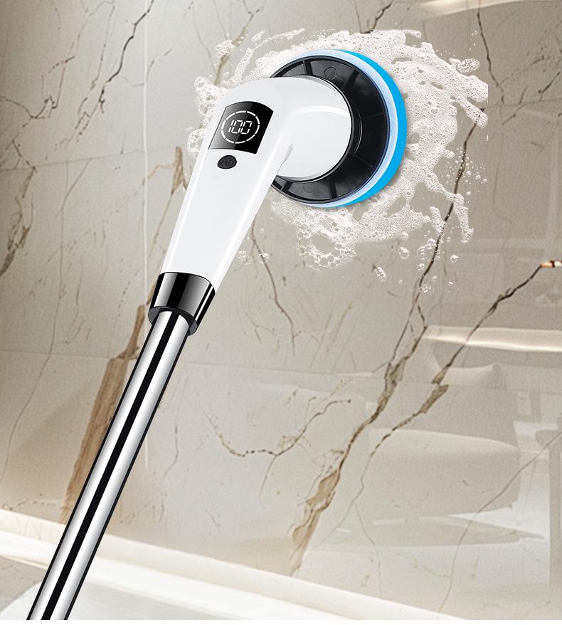 Electric Multi-Function Scrubber with Replaceable, Extendable Heads for Floor Cleaning
