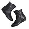 Autumn and winter flat-soled short boots women's boots soft-soled soft-faced side zipper medium mother shoes cotton boots velvet