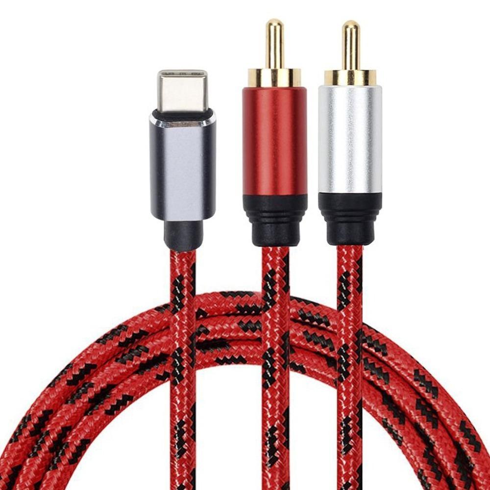 

Plug and Play Type C Male to 2RCA Male Audio Cable Male to Male Y Splitter Cable Tablet 0.5m/1.6ft