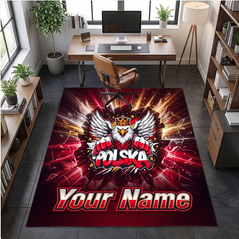 Crystal Velvet Rug Poland Football Print Custom Name Text Floor Mat Home Decor