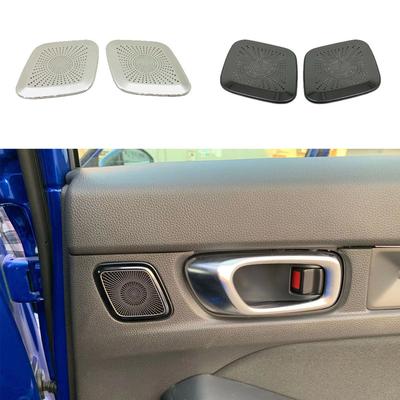 Stainless Steel Car Inner Rear Door Audio Speaker Covers Accessories Stereo Panel Decor For Honda Civic 11th Gen   2024
