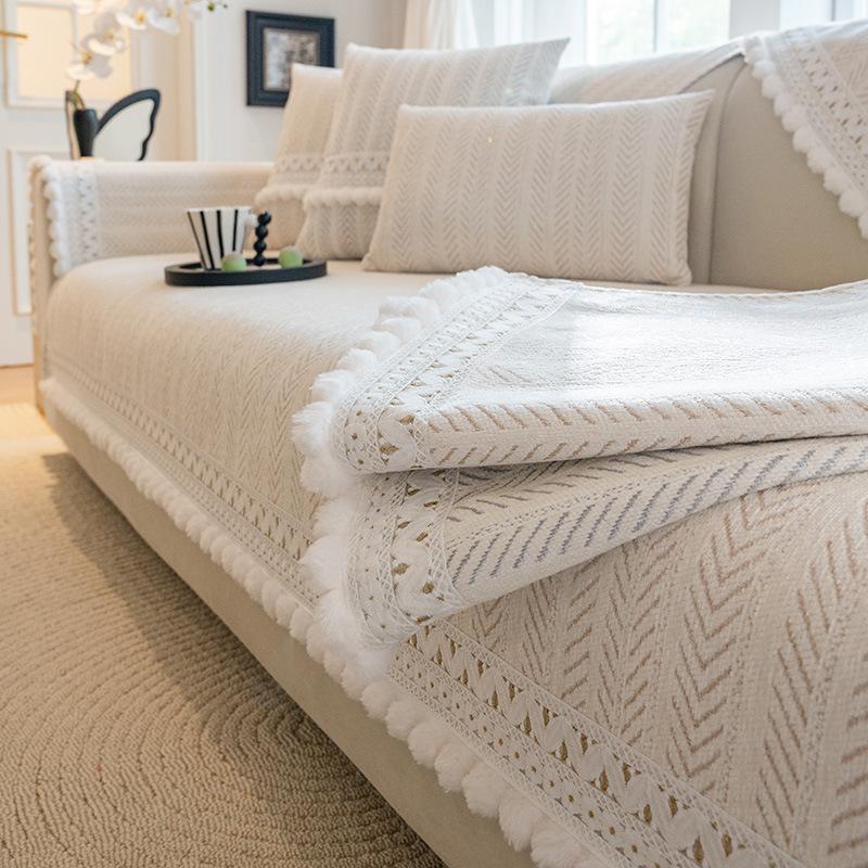 French Sofa Cushion Light Luxury High-End Non-Slip Seat Cushion All-Season Chenille Cover Cloth Towel  New