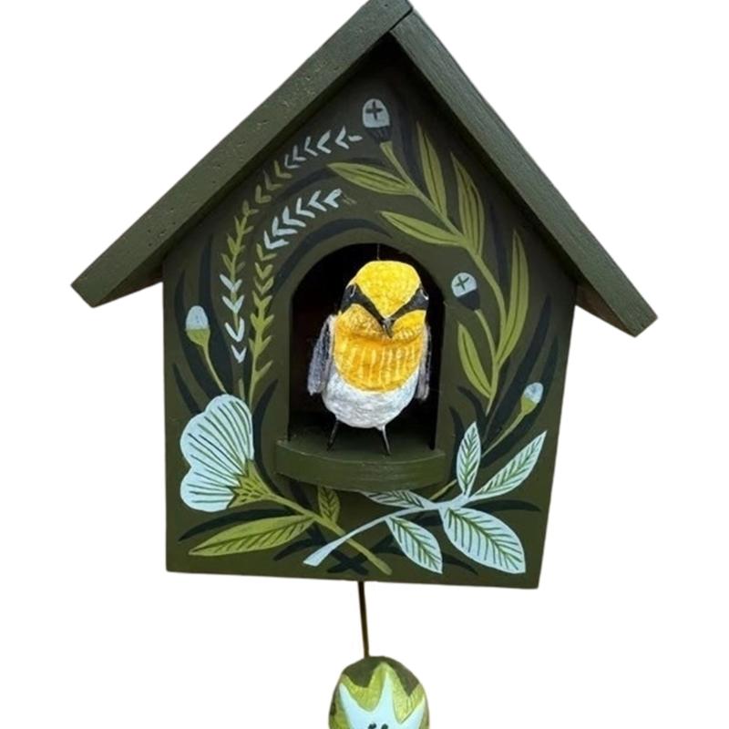 Kinetics Birdhouse Wall Art Decors with Rotating and Swaying Bird Creating Moving Shadows for Magically Room Ambiances Decors