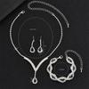 1Set Luxury Exquisite Rhinestone Bride Jewelry Set For Women Girls Fashion Simple Water Drop Earrings Necklace Bracelet Gifts
