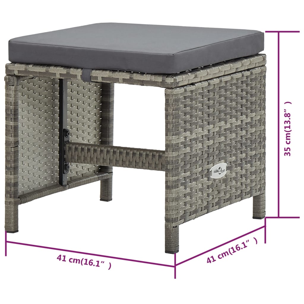 5 Piece Garden Dining Set with Cushions Poly Rattan Grey