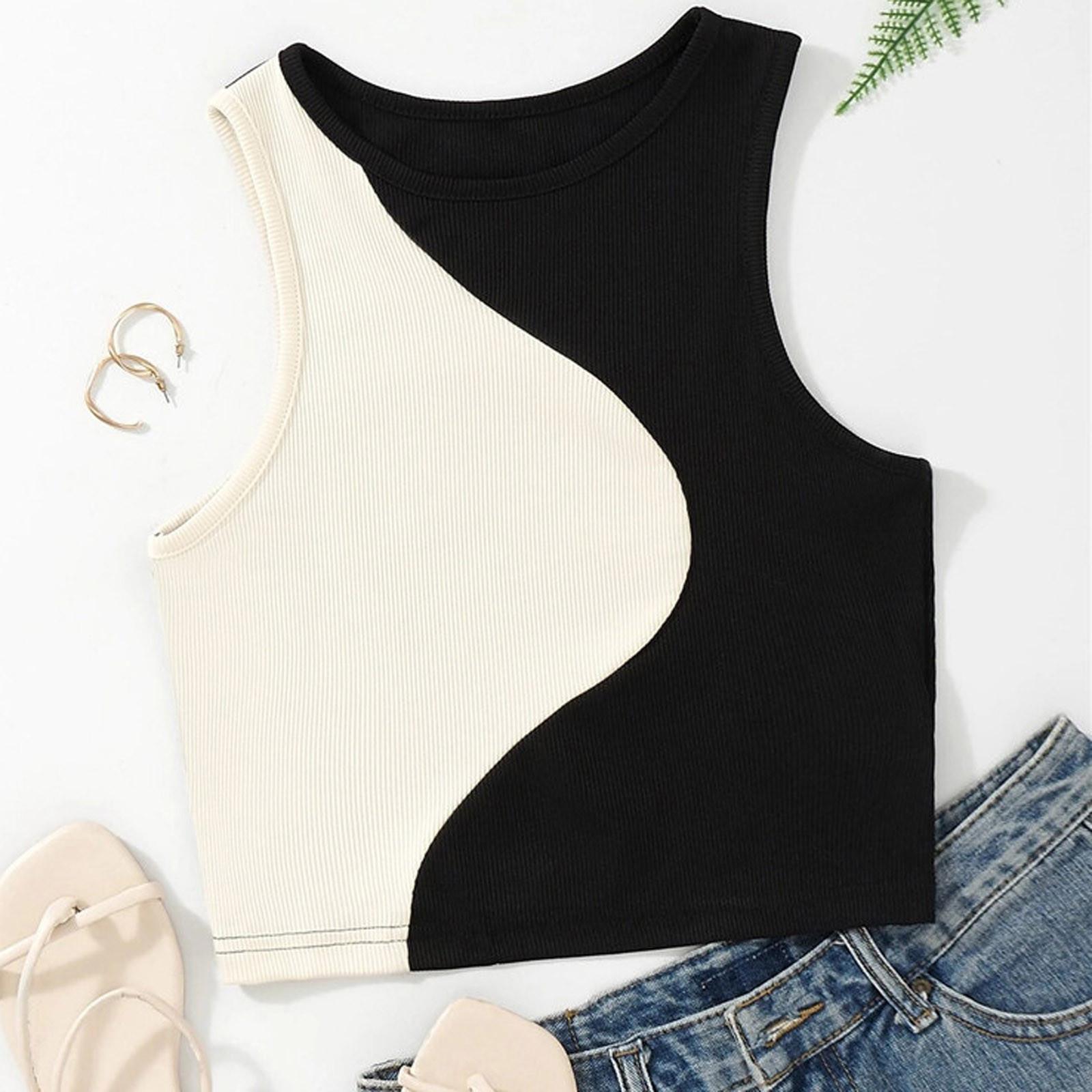 

Женские модные повседневные топы, однотонные рубашки без рукавов, пуловеры, футболки, жилет M чёрный