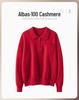 Women's Polo Neck Half-Zip Cashmere Sweater - Light, Elegant, Long Sleeve Pullover for Autumn/Winter.