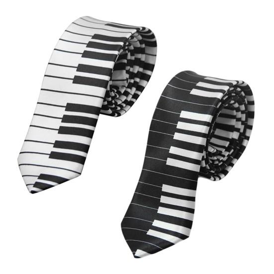 Men's Black and White Piano Keys Necktie Slim Narrow Wedding Party Tie Gift