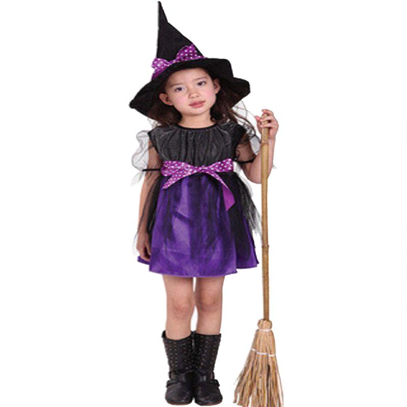 Children Cosplay Halloween Witch Costume Teens Baby Girl Gown Dress Infant