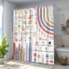 1Pc Pastel Alphabet Shower Curtain - Animals, Fruits & Weather, Educational Design, Polyester, 70.8X70.8", Playful Learning