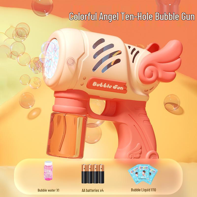 Popular 10-Hole Automatic Bubble Gun Toy - Angel Gatling Bubble Blower