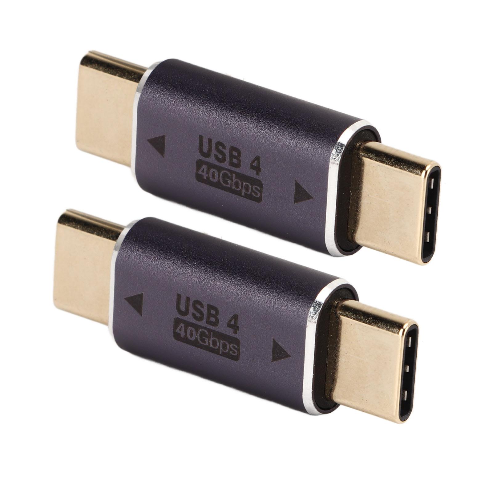 

2Pcs Type C Male to Type C Male Adapter 40Gbps 100W Straight Mini USB C Adapter for Laptop Smartphone
