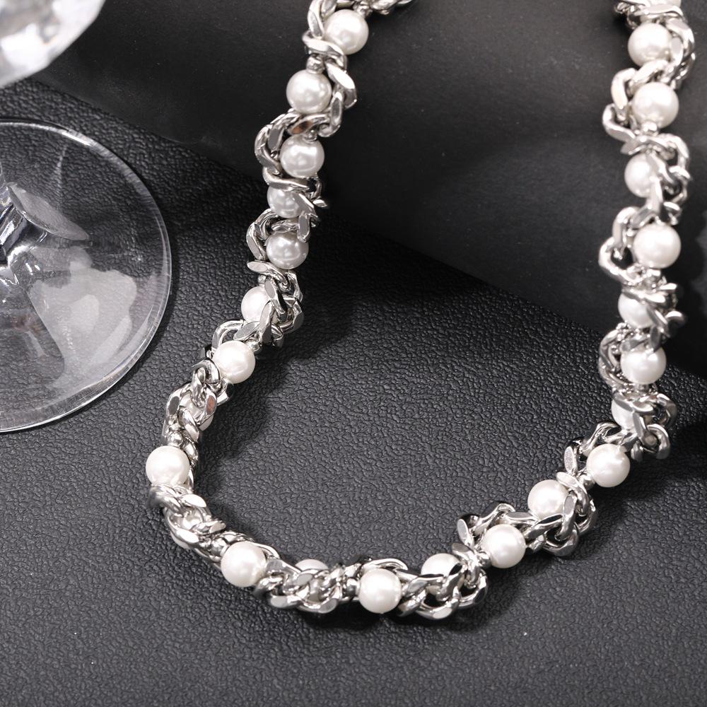 Unisex High-End Twisted Pearl Necklace - Non-Fading Hip Hop Clavicle Chain