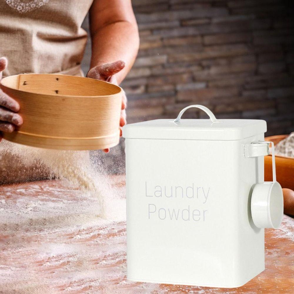 Lid Covered Tin Box Removable Washing Powder Box Laundry Container Washing Dispenser Sealed Box